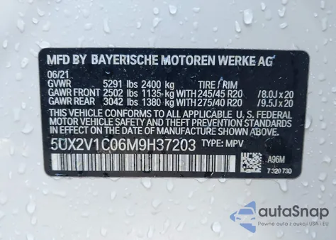 2021 BMW X4 xDrive30I из США, поврежденный, VIN 5UX2V1C06M9H37203